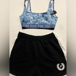 New Victoria's Secret PINK sports  bra  S  and Short set NWT plus a free gift